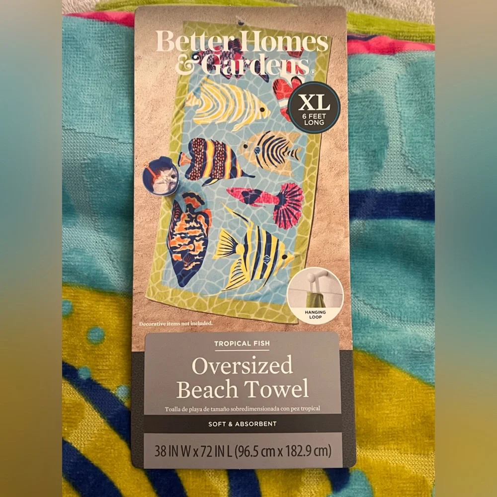 Better Homes and Gardens Oversized Tropical Fish Beach Towel
